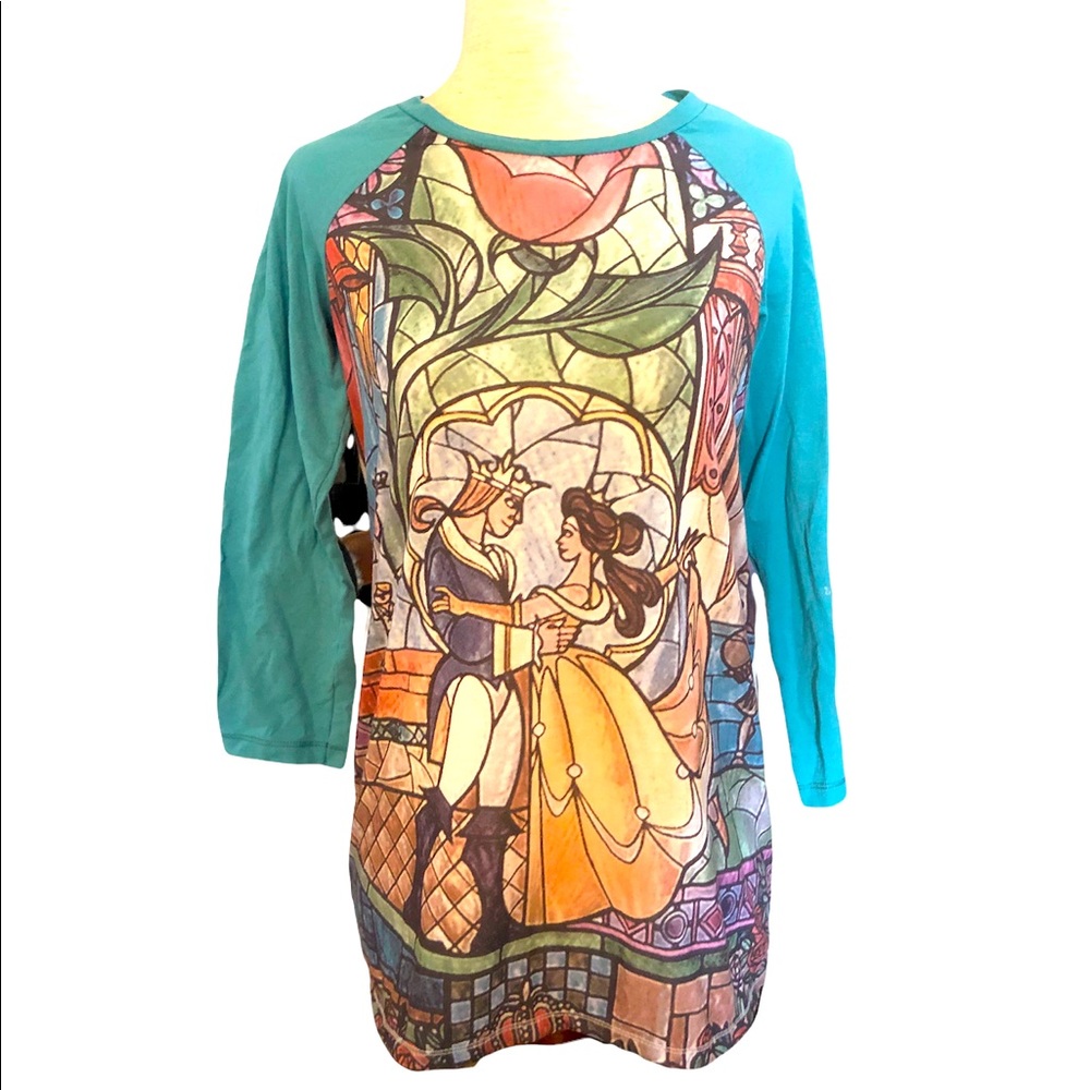 Disneycore Beauty and the Beast Stained Glass 3/4 Baseball T-shirt‎ M